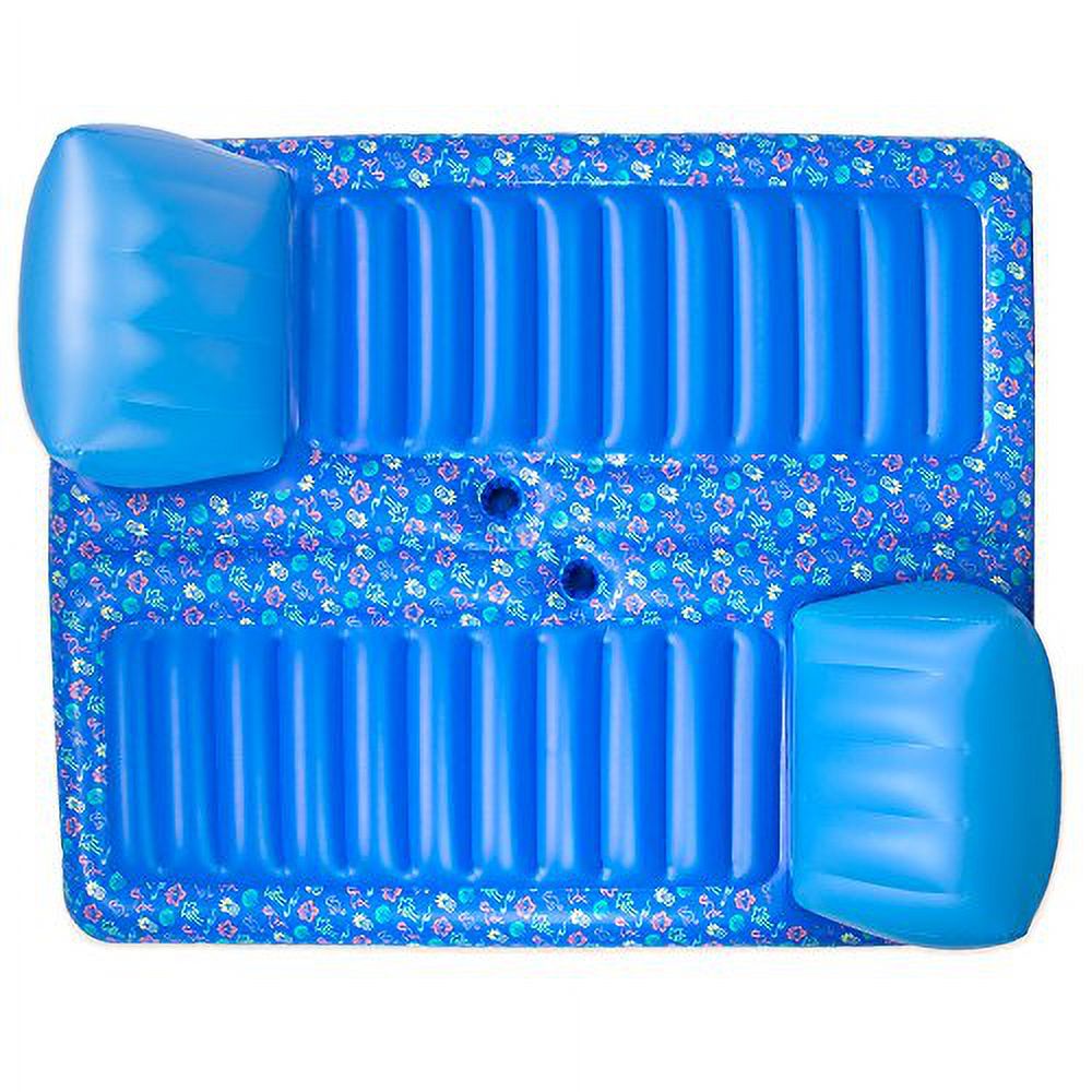 2-Person Inflatable Swimming Pool Lounge Raft with Cup Holders D958