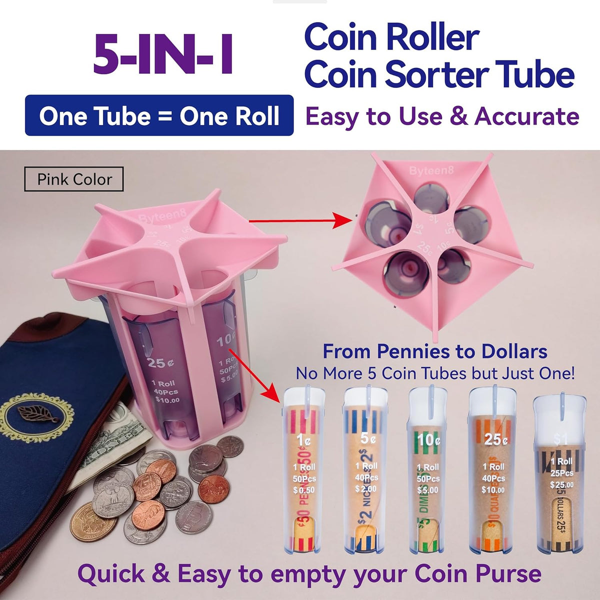 Coin Counter Tube Sorter with Coin Wrappers Z92482