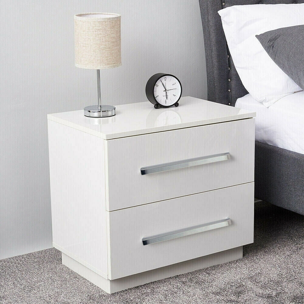Modern High Gloss 2 Drawer Nightstand X4227