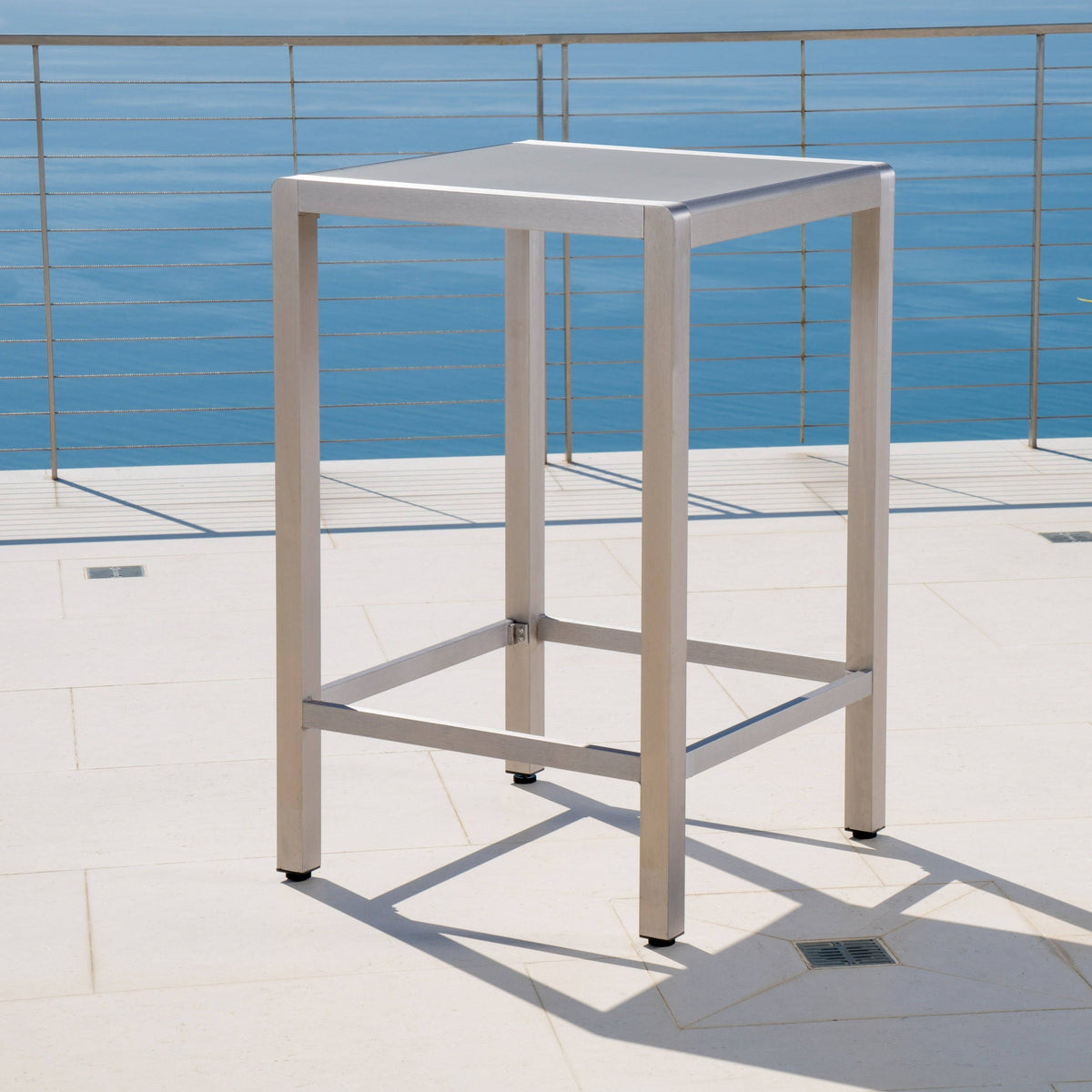 Square Aluminum Bar Table with Glass Top E67790