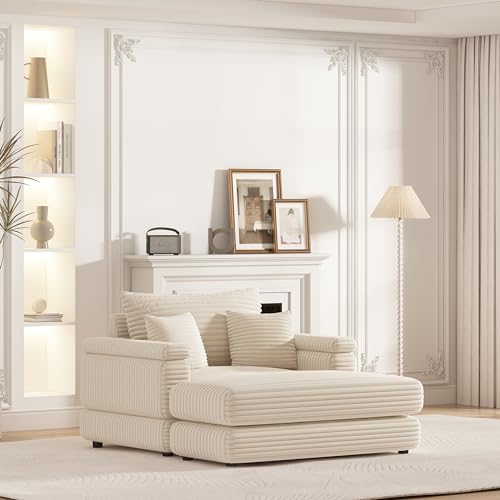 86.6 Inch Corduroy 3 Seater Sectional Sofa with Ottoman V761