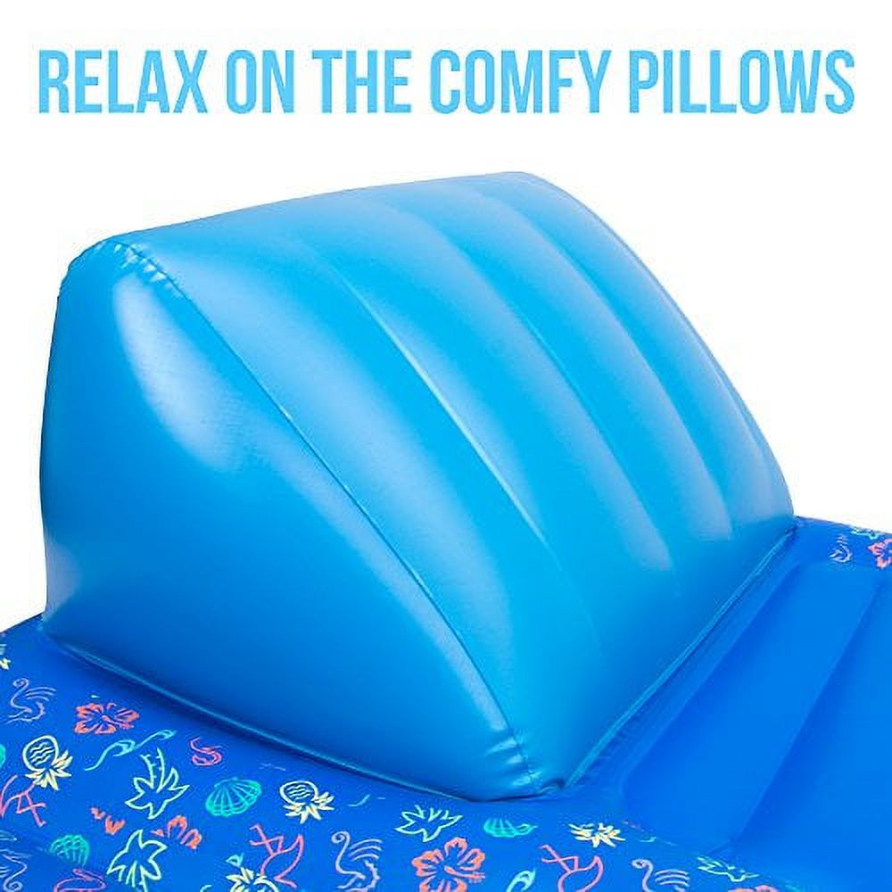2-Person Inflatable Swimming Pool Lounge Raft with Cup Holders D958