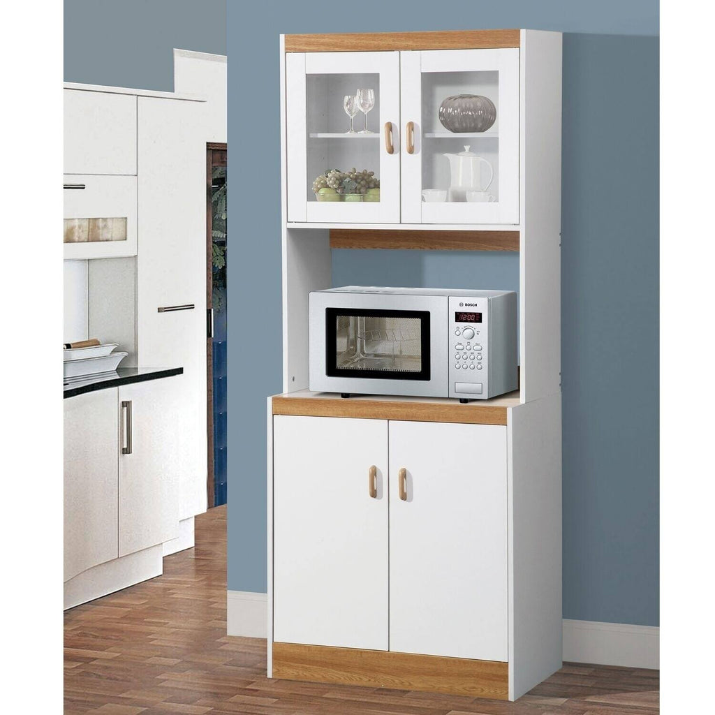 White Kitchen Cabinet with Glass Doors A131837