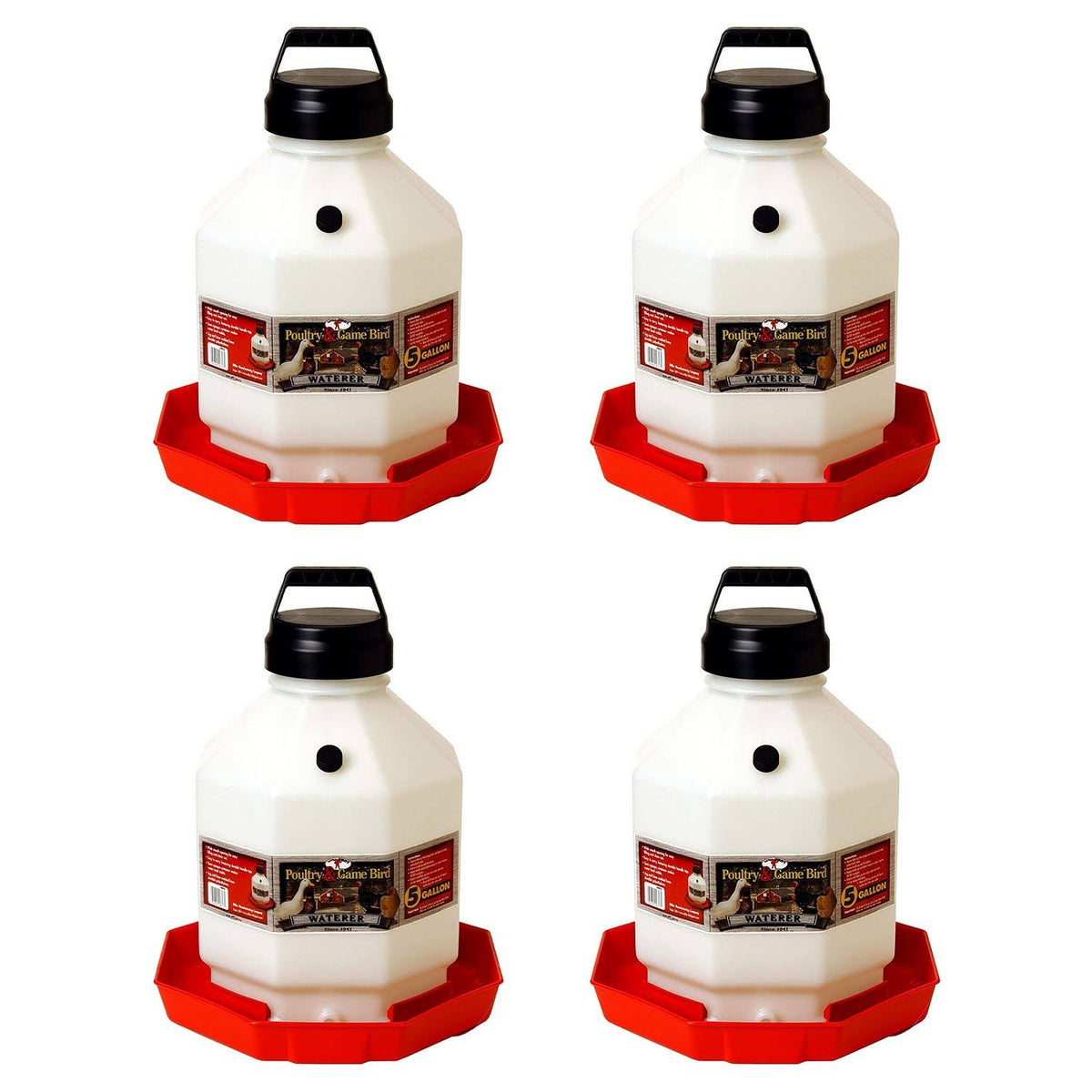 4 Pack Red 5 Gallon Automatic Poultry Waterer A2427