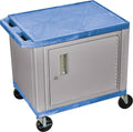 Blue 2-Shelf AV Cart with Cabinet K227