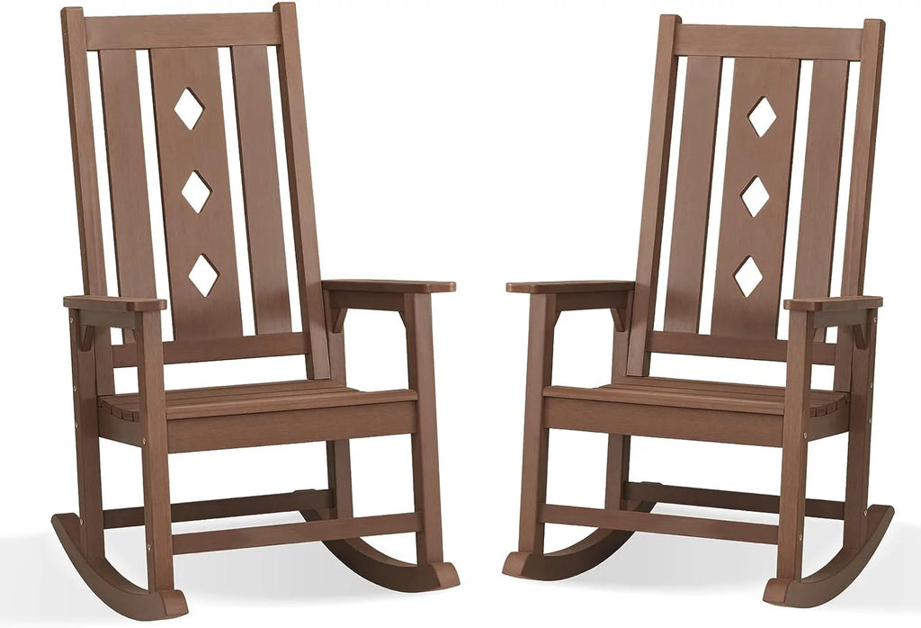 Oversized Weather Resistant Rocking Chair 350lbs Black J78741