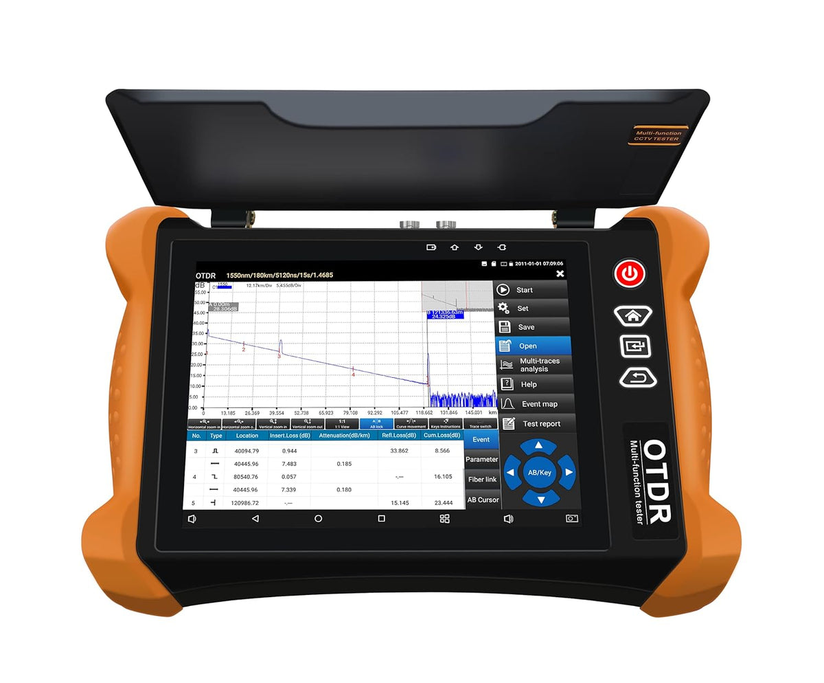 OTDR Tester with 8 Touch Screen, Visual Fault Locator, POE Out, WiFi Test D683539
