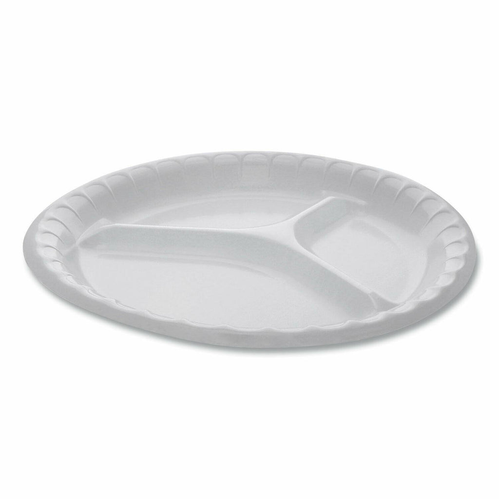 White 3-Compartment Laminated Foam Plate, 540/Carton L150
