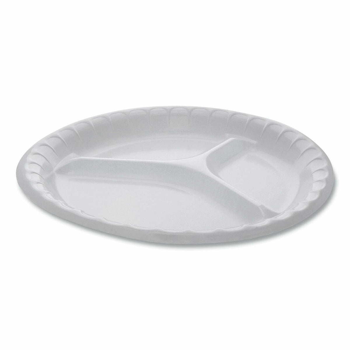 White 3-Compartment Laminated Foam Plate, 540/Carton L150