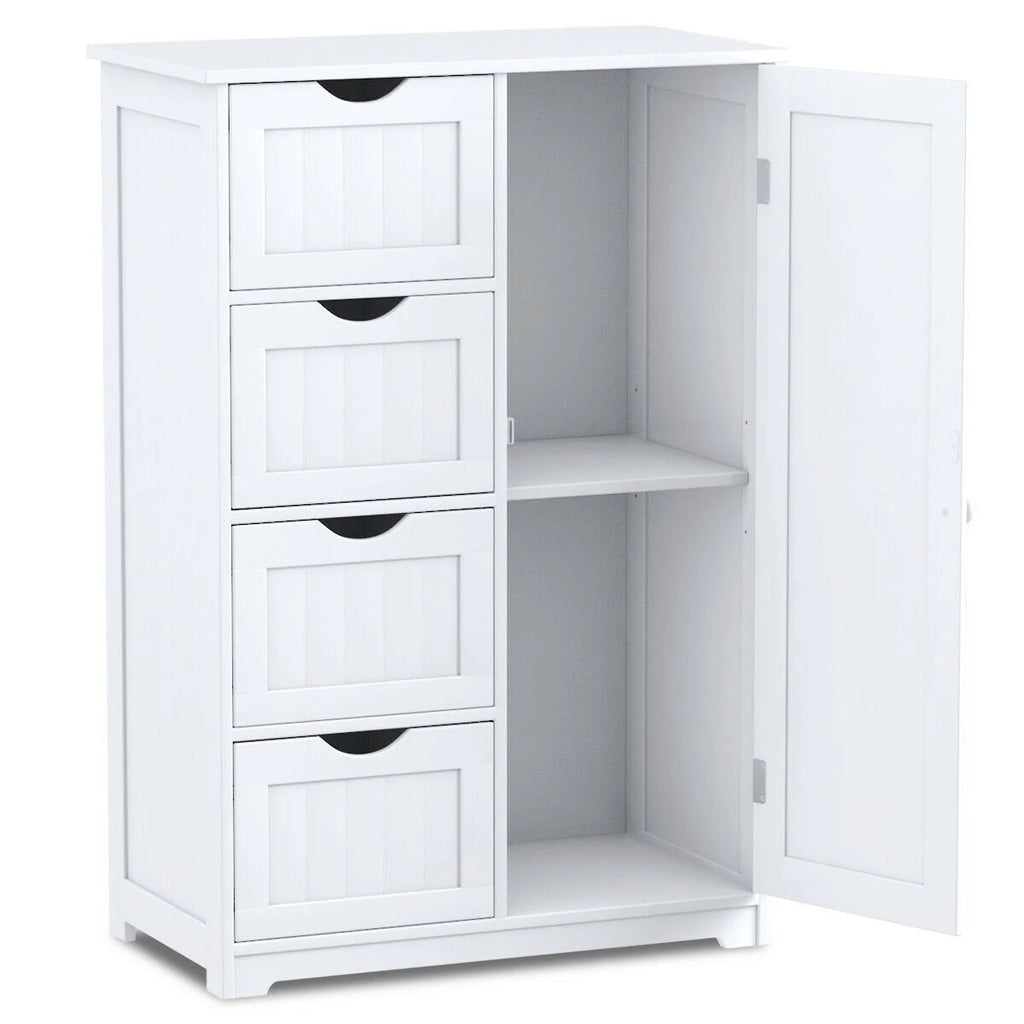 White 4 Drawer Wooden Bathroom Cabinet B8554
