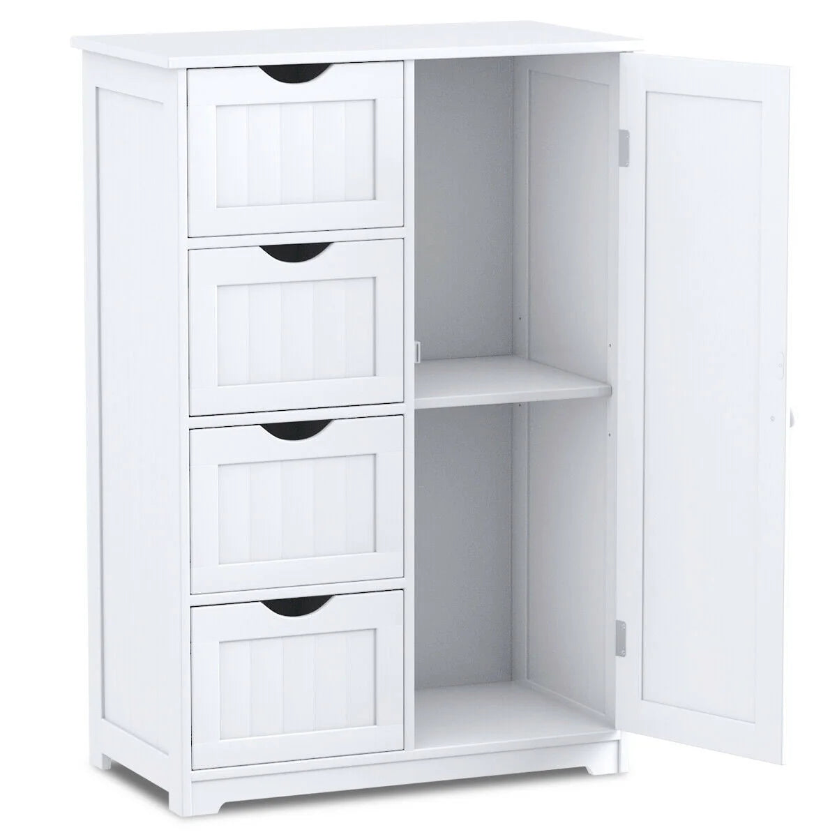 White 4 Drawer Wooden Bathroom Cabinet B8554