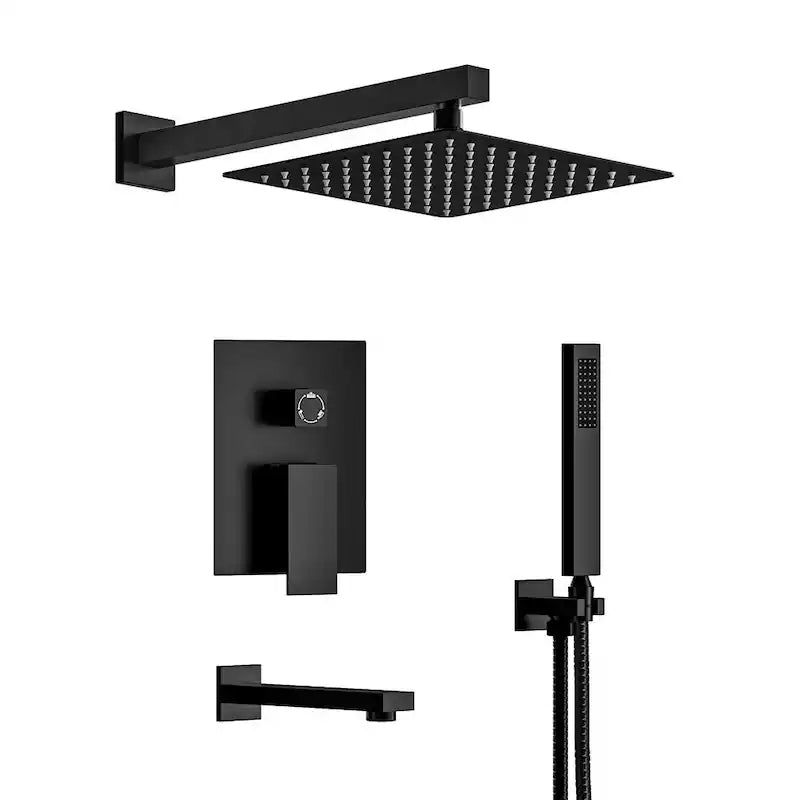 10 in. Wall Mount Shower Head and Tub Faucet 2.5 GPM Matte Black Z94968