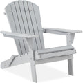 Folding Adirondack Chair Outdoor Wooden Accent Lounge Furniture 350lb Capacity Gray B753911
