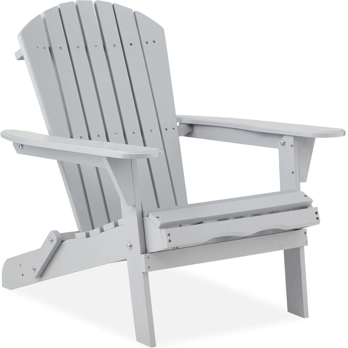 Folding Adirondack Chair Outdoor Wooden Accent Lounge Furniture 350lb Capacity Gray B753911
