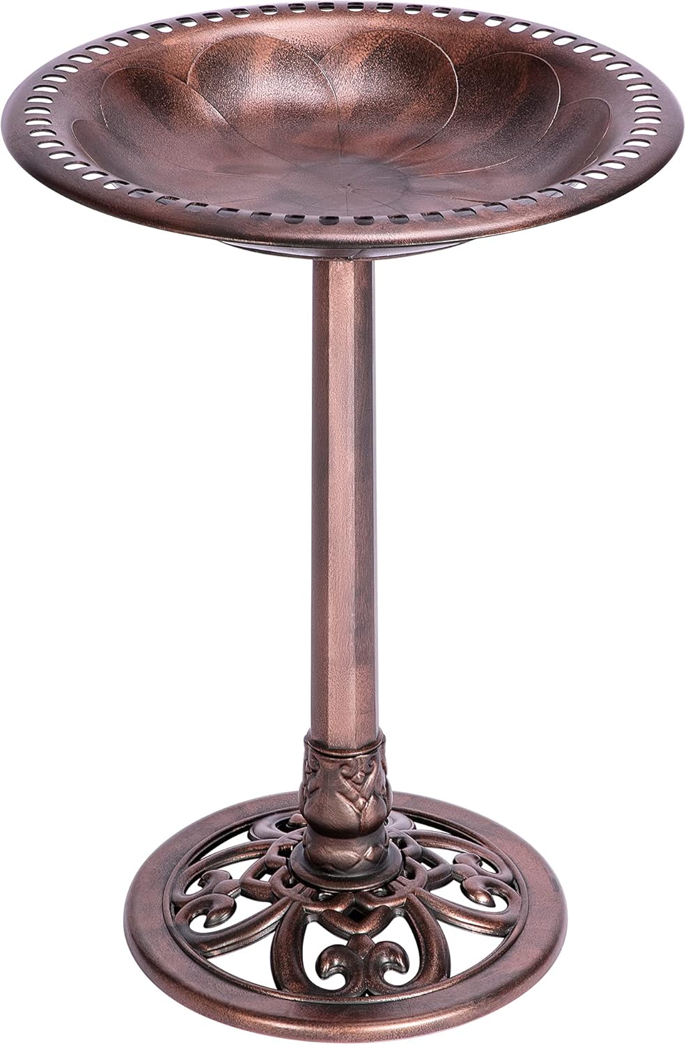 29 Inch Polyresin Bird Bath Bowl with Metal Stake K16423