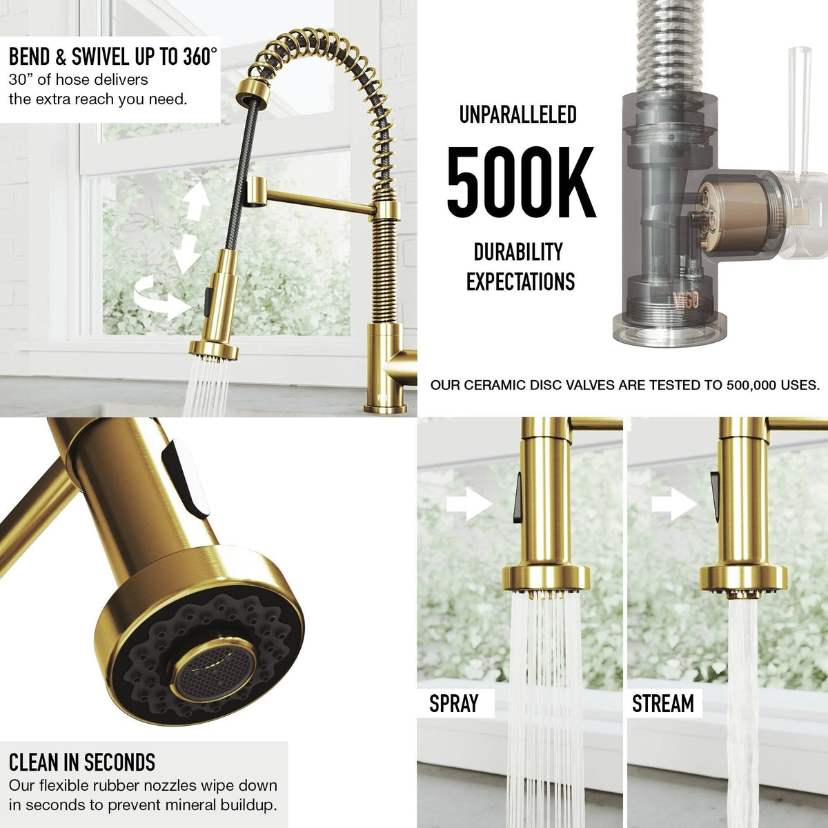 Matte Gold Pull-Down Kitchen Faucet with Soap Dispenser P395677