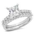 Princess Cut Natural Diamond VS1-VS2 J-K 18K White Gold Engagement Ring Set I957884
