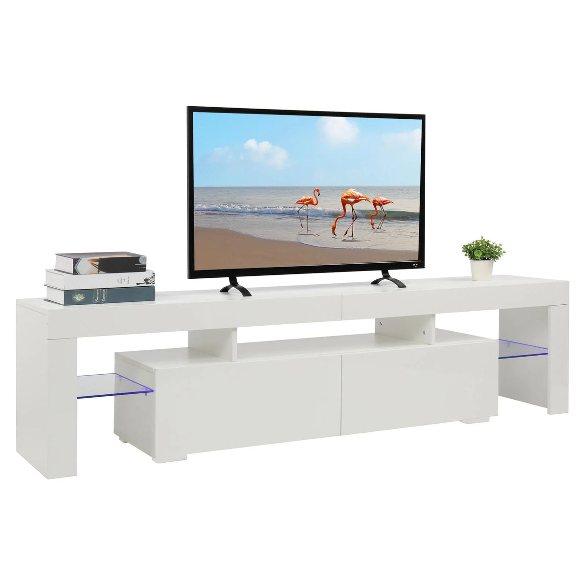 High Gloss TV Stand Cabinet with 2 Storage Drawers X5407