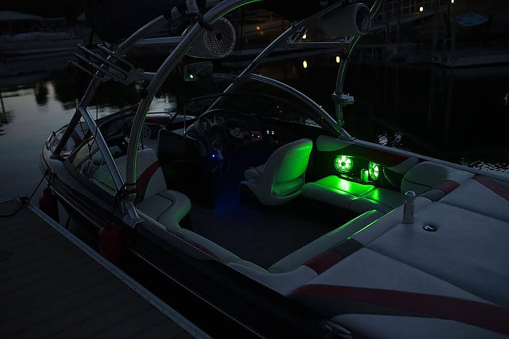 6.5x22 Marine Coaxial Speakers with RGB LEDs Black H878