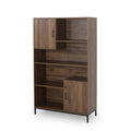 Walnut and Black Faux Wood Cube Bookcase I846