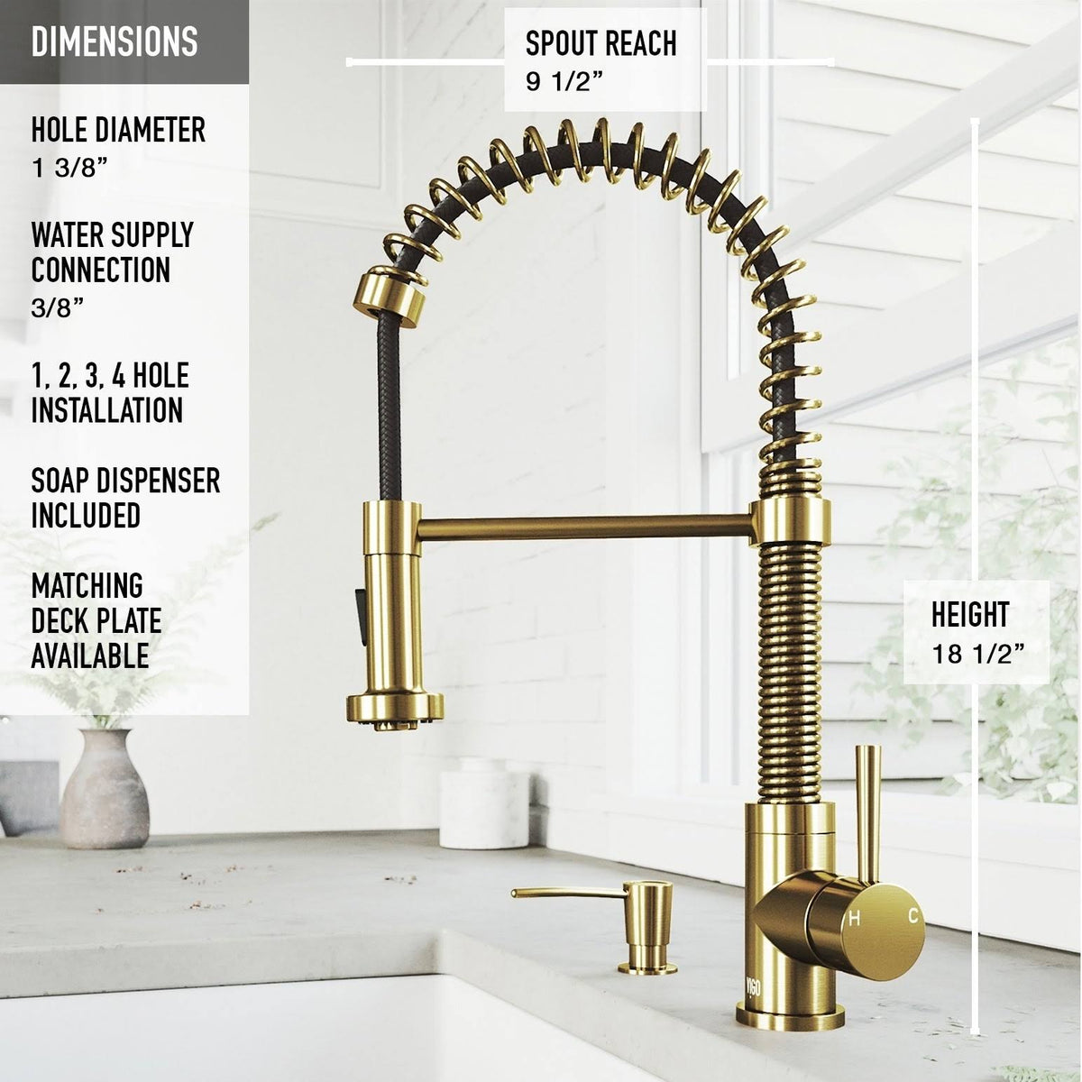 Matte Gold Pull-Down Kitchen Faucet with Soap Dispenser P395677