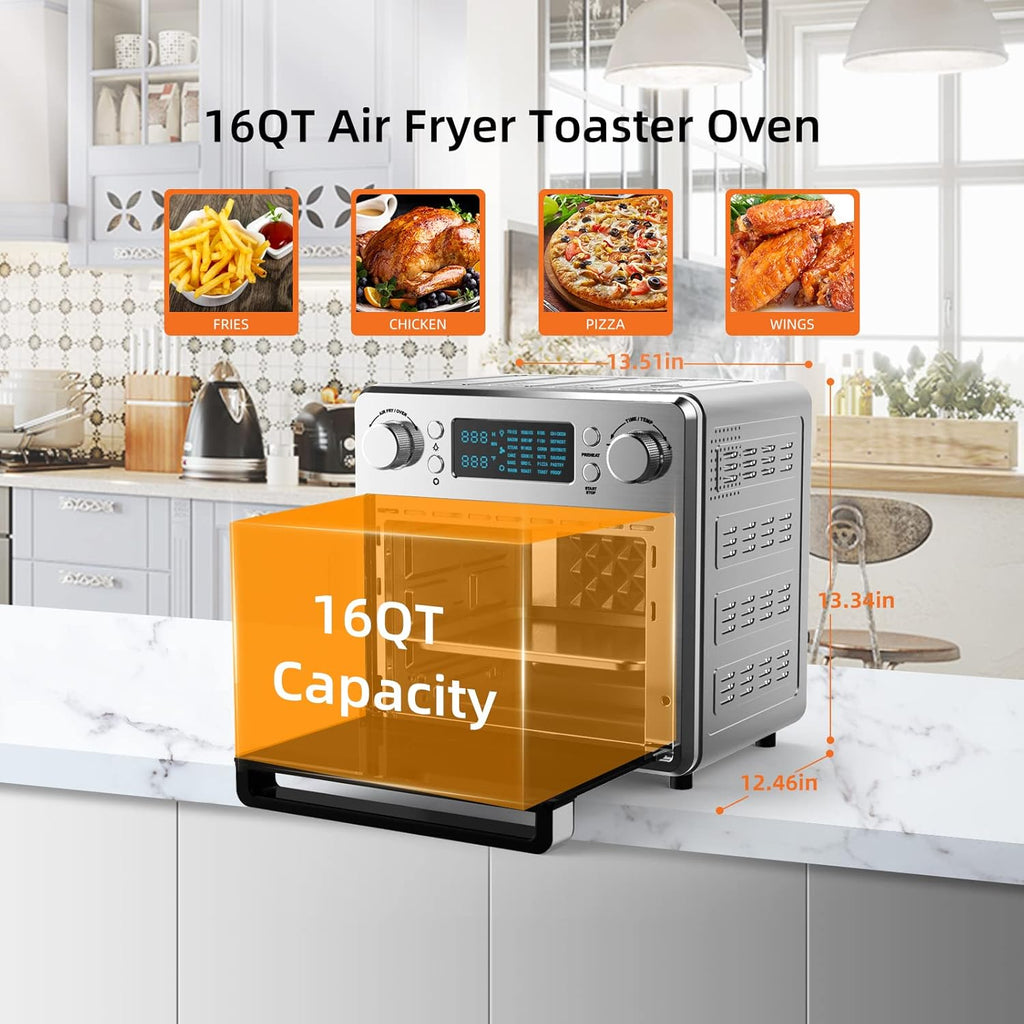 24-in-1 Air Fryer Toaster Oven Combo, 16 QT, Stainless Steel, Silver, 1700W S5068