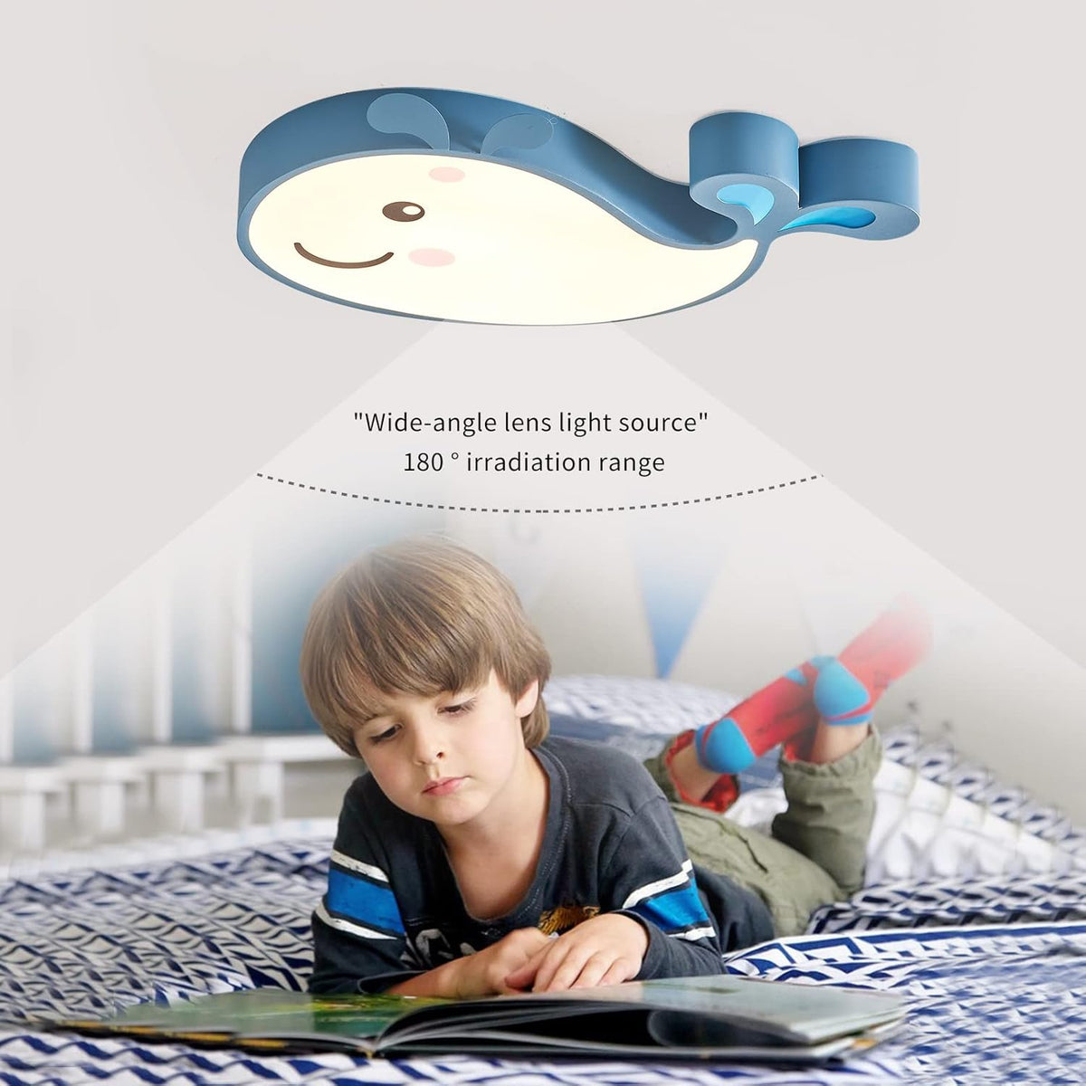 Blue Cartoon Whale Flush Mount Ceiling Light G7954