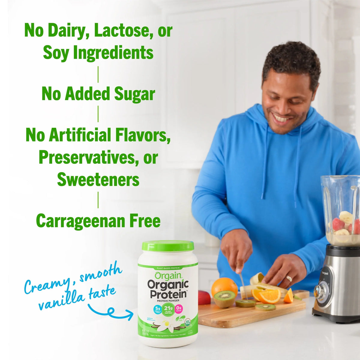 Organic Vegan 21g Protein Powder Vanilla Bean 2.03lb X619