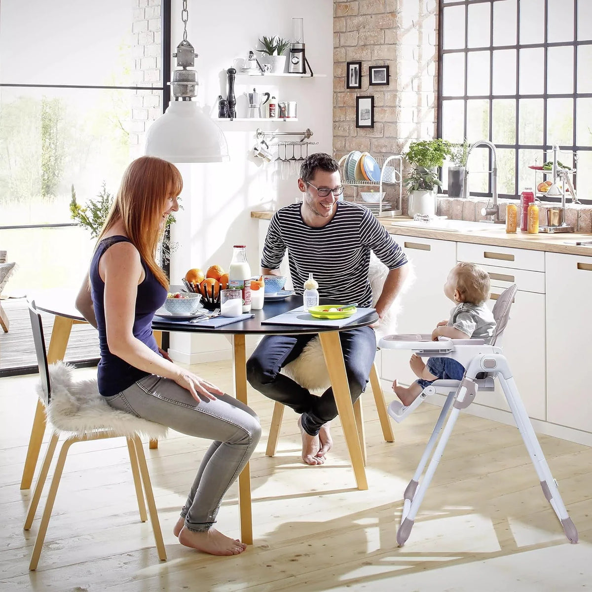 Portable Folding Highchair with Adjustable Height, Removable Tray, Gray K366