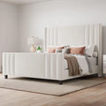 Queen Platform Bed Frame with Vertical Channel, Cream N299159