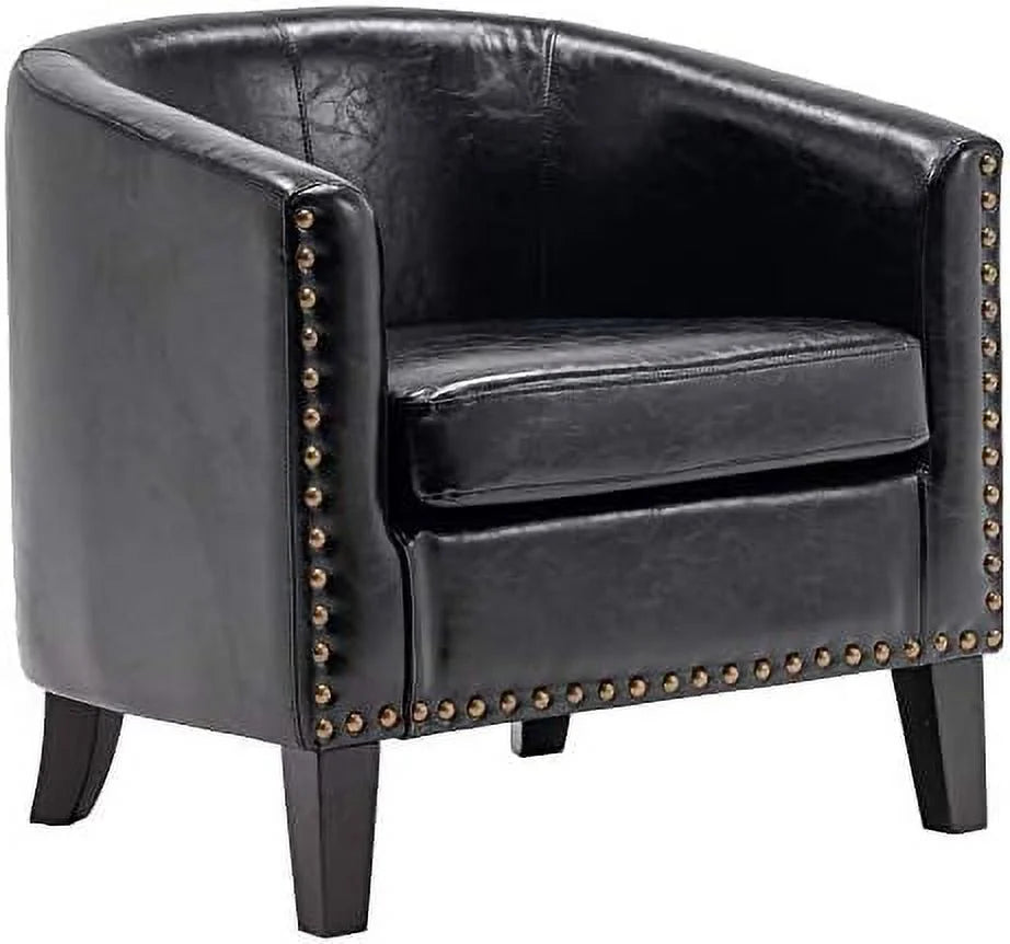 Set of 2 Faux Leather Barrel Chairs S1513