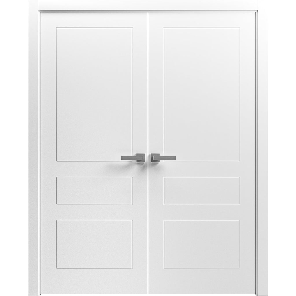 Painted White Solid Wood Interior Double Doors M372968