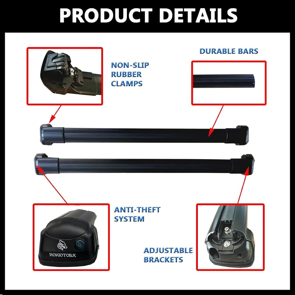 Roof Rack Crossbars for Raised Side Rails Silver O552