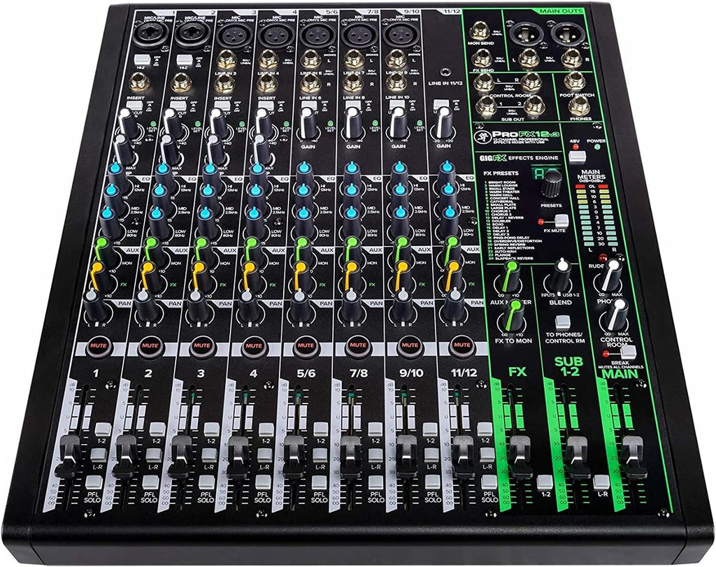 12-Channel Mixer with Headphone Amp, 4 XLR Cables, and 2 Breakout Cables B26913