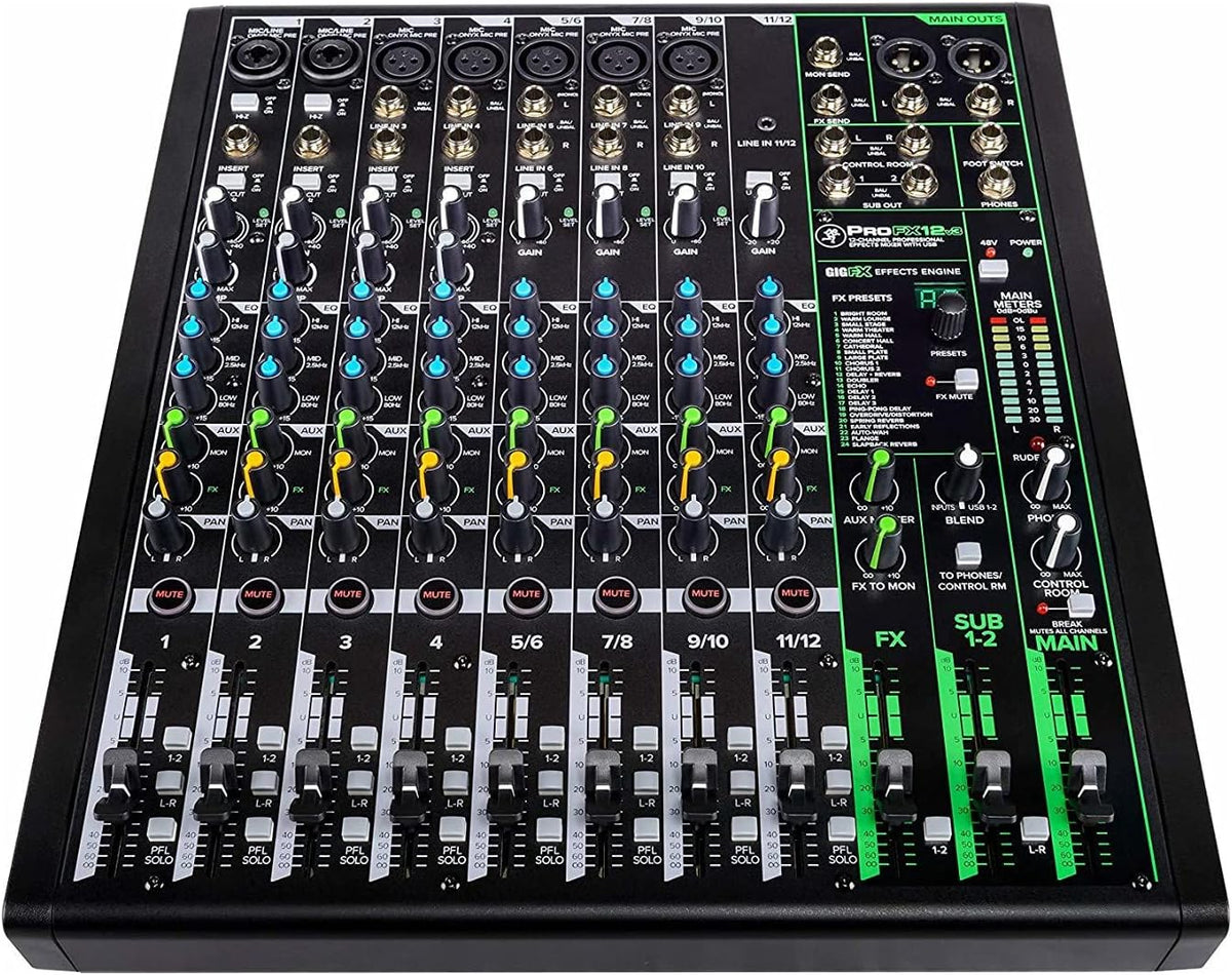 12-Channel Mixer with Headphone Amp, 4 XLR Cables, and 2 Breakout Cables B26913