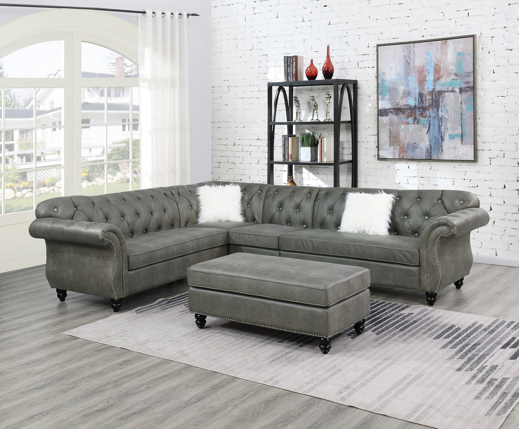 Slate Grey Leatherette Cocktail Ottoman Z959