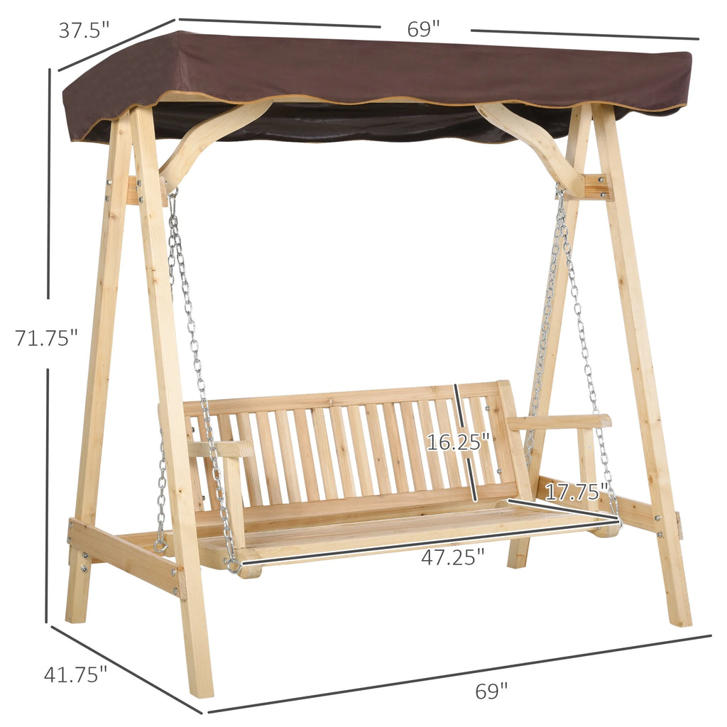 2-Person Outdoor Porch Swing with Wooden Stand X8201