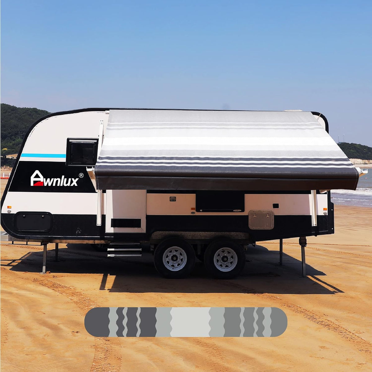 RV Awning Fabric Replacement Waterproof Vinyl Shade Screen Light Gray 12' Q36597