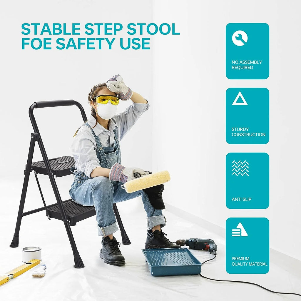 5 Step Lightweight Folding Steel Ladder 330lb Capacity K8366