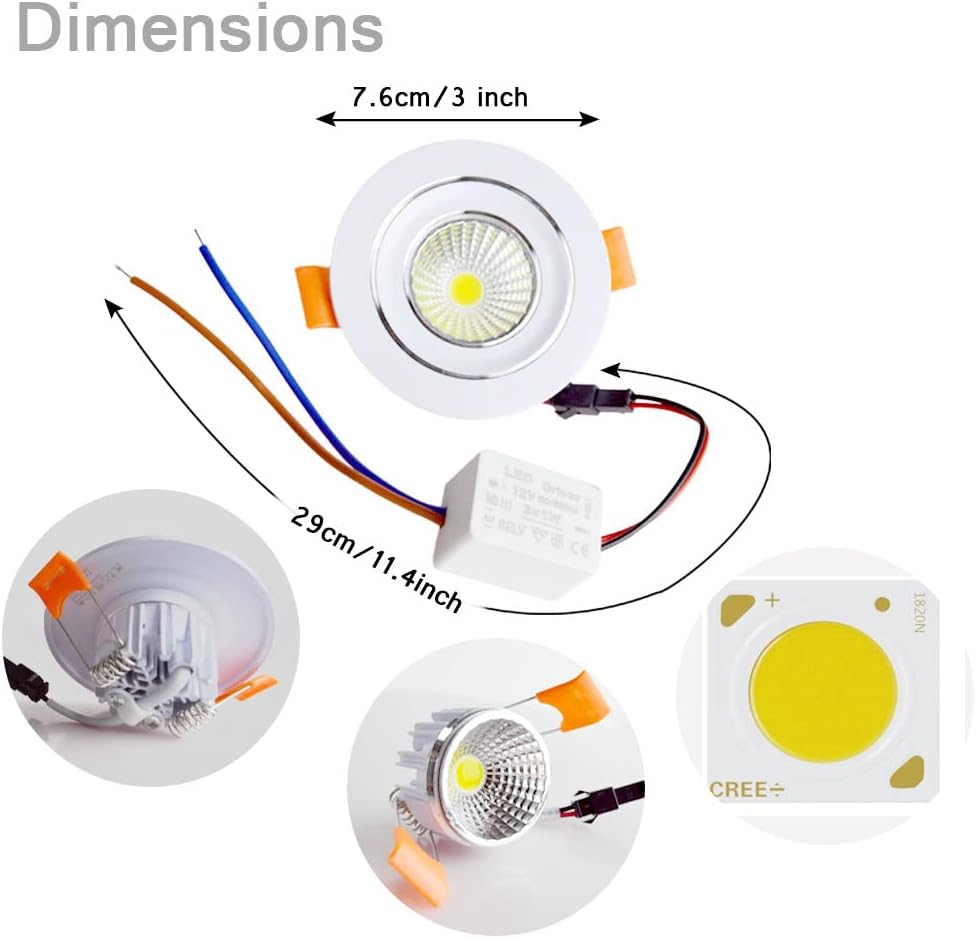 12 Volt Recessed LED Puck Light, 6500K White, 3 inches (12 Pack) K299294