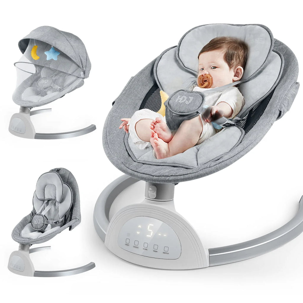Electric Baby Swing with Music, Touch Screen, Grey R9503
