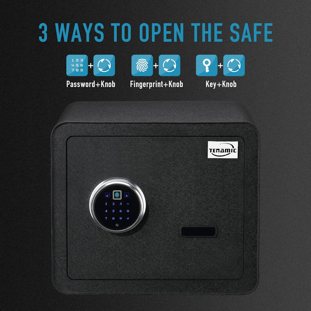 Black Biometric Fingerprint Safe Box, Solid Alloy Steel Z226