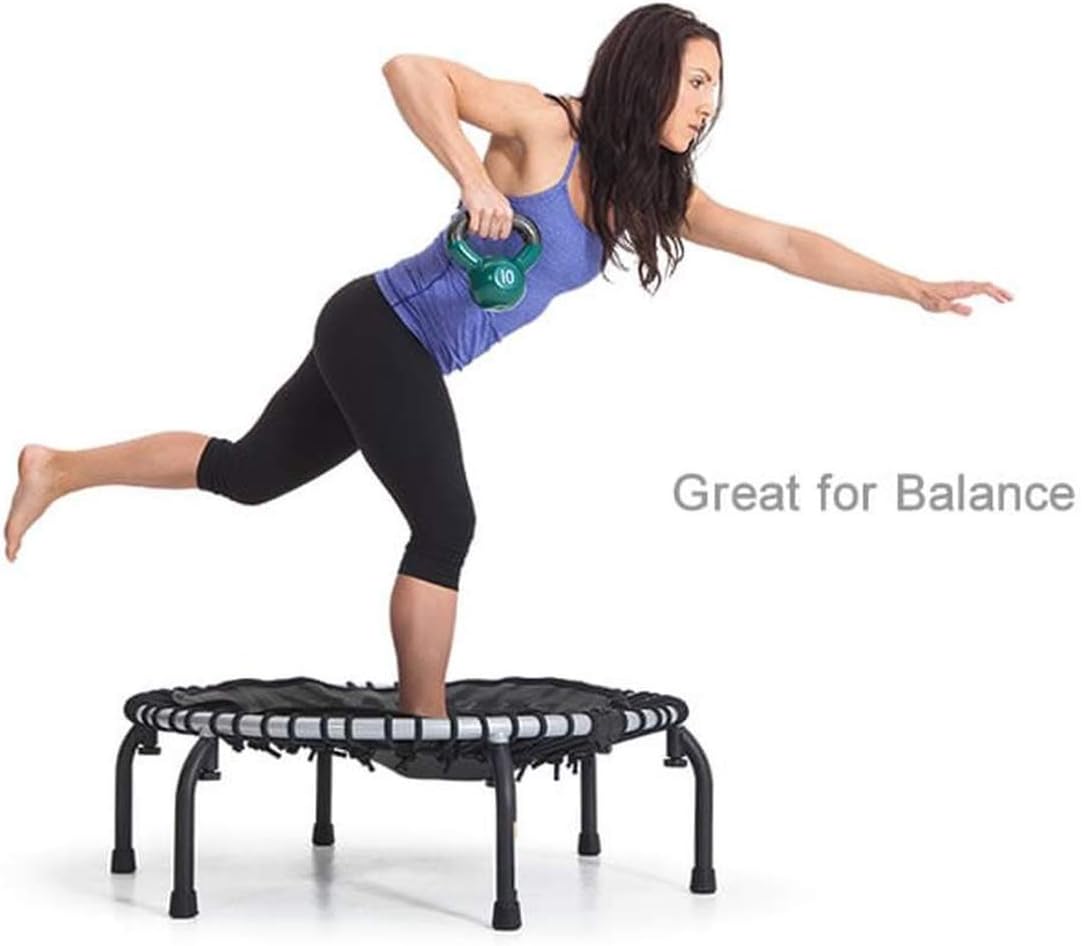 Black 39-Inch Fitness Rebounder Trampoline with Steel Handle Bar Q537113