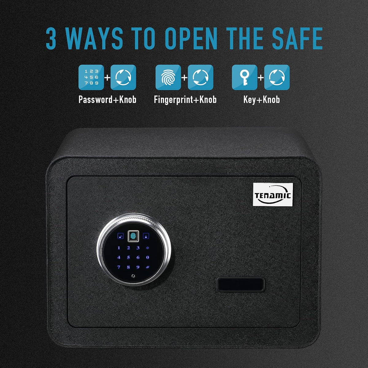 Black Biometric Fingerprint Safe Box, Solid Alloy Steel Z226