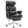Black PU Leather Ergonomic Desk Chair with Footrest J934