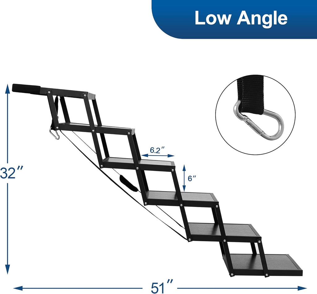 Foldable Aluminum 6 Step Dog Stairs with Nonslip Surface W4330