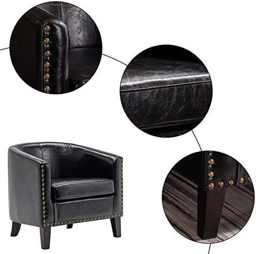 Set of 2 Faux Leather Barrel Chairs S1513