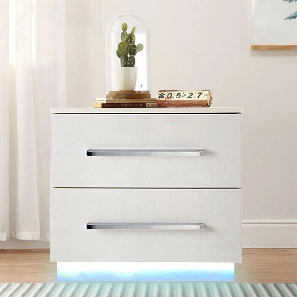 Modern High Gloss 2 Drawer Nightstand X4227