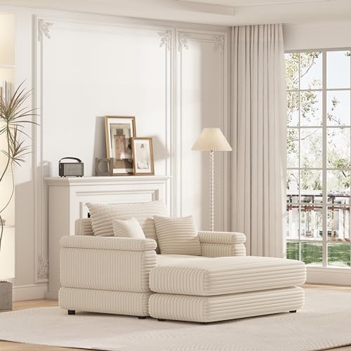 86.6 Inch Corduroy 3 Seater Sectional Sofa with Ottoman V761
