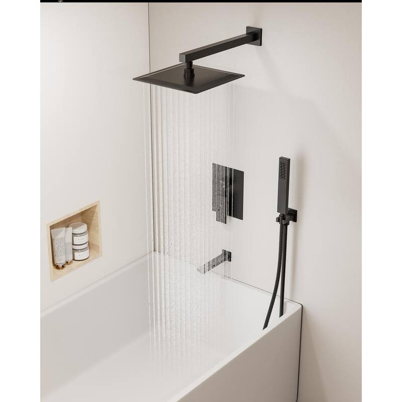 10 in. Wall Mount Shower Head and Tub Faucet 2.5 GPM Matte Black Z94968